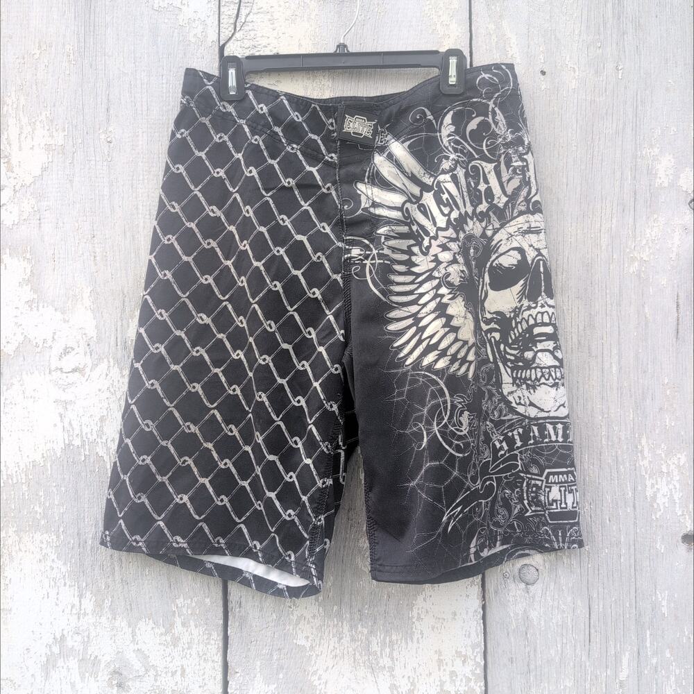 MMA Elite Skull Chain Grunge Gym Boxing Shorts Men's Medium